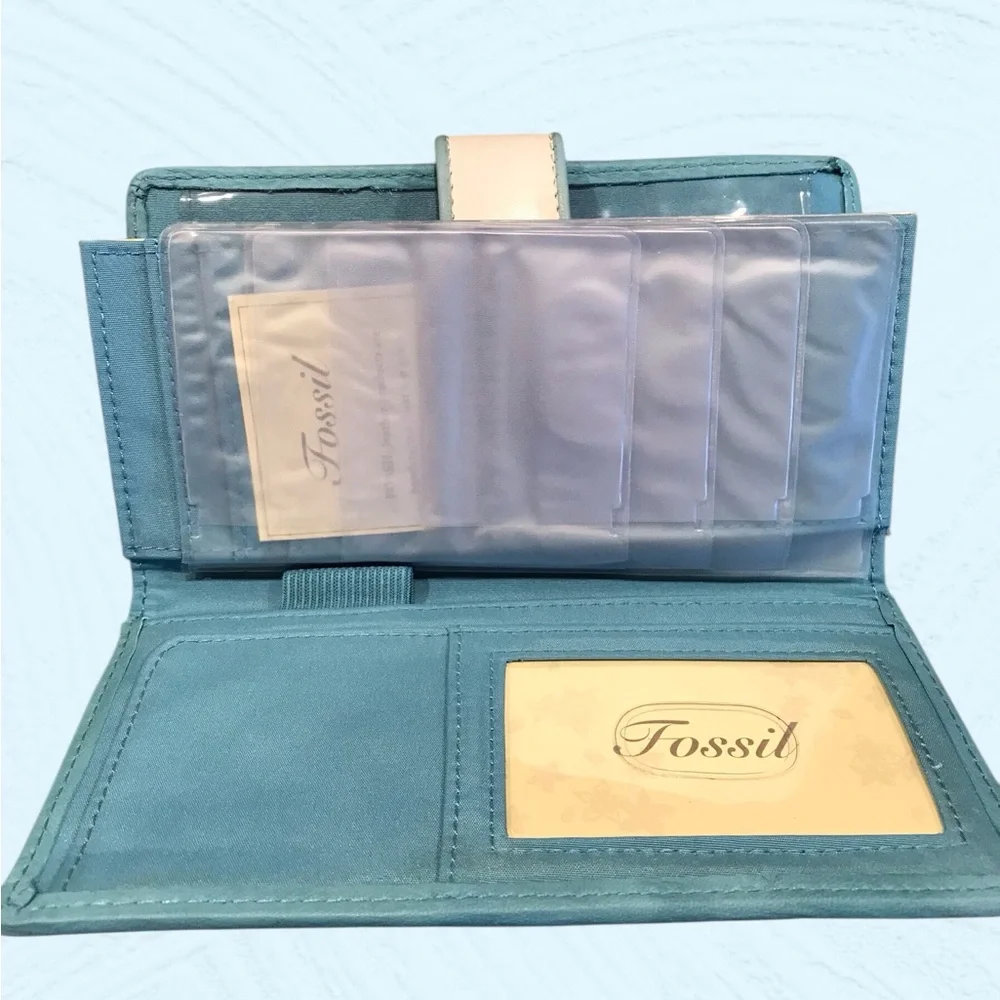 NWT Vintage‎  Leather Fossil Checkbook Butterfly Long Wallet